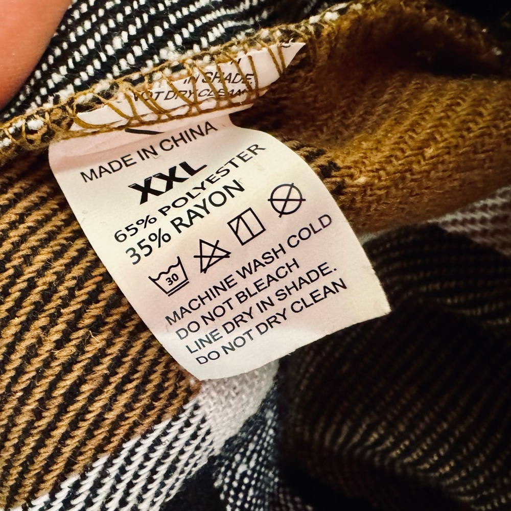 NWT Nine Britton Boyfriend Shacket Plaid Flannel Almond Brown Black SZ XL/XXL - Picture 13 of 16